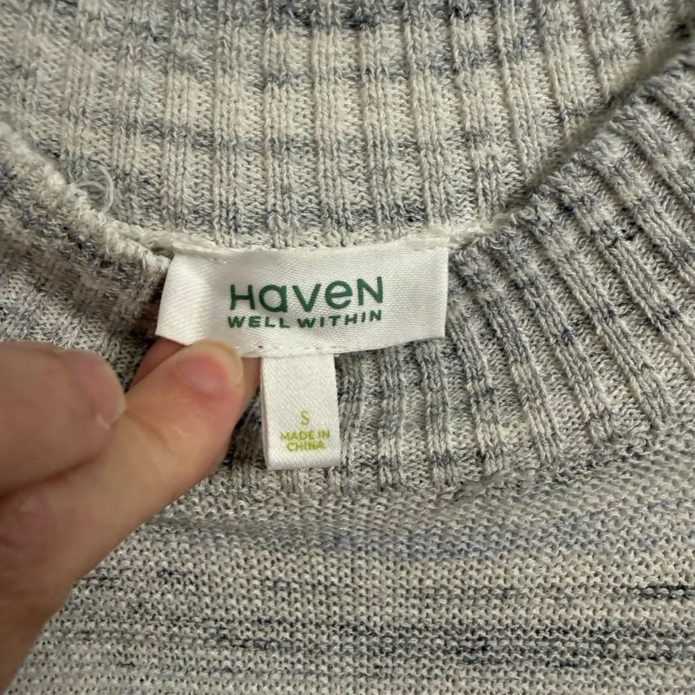 Haven Well Within Knit Sweater Gray Blue Organic Cotton Small Dolman coastal